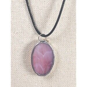 Vintage Glass Pink & White Sea Glass  Sterling Silver  Dangle Pendant Handmade